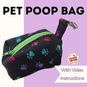Modello di cucito per porta sacchetti per escrementi di cane in formato PDF/proiettore – Video tutorial per accessorio guinzaglio
