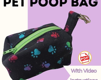 Dog Poop Bag Holder PDF/Projector Sewing Pattern – Leash Accessory Video Tutorial
