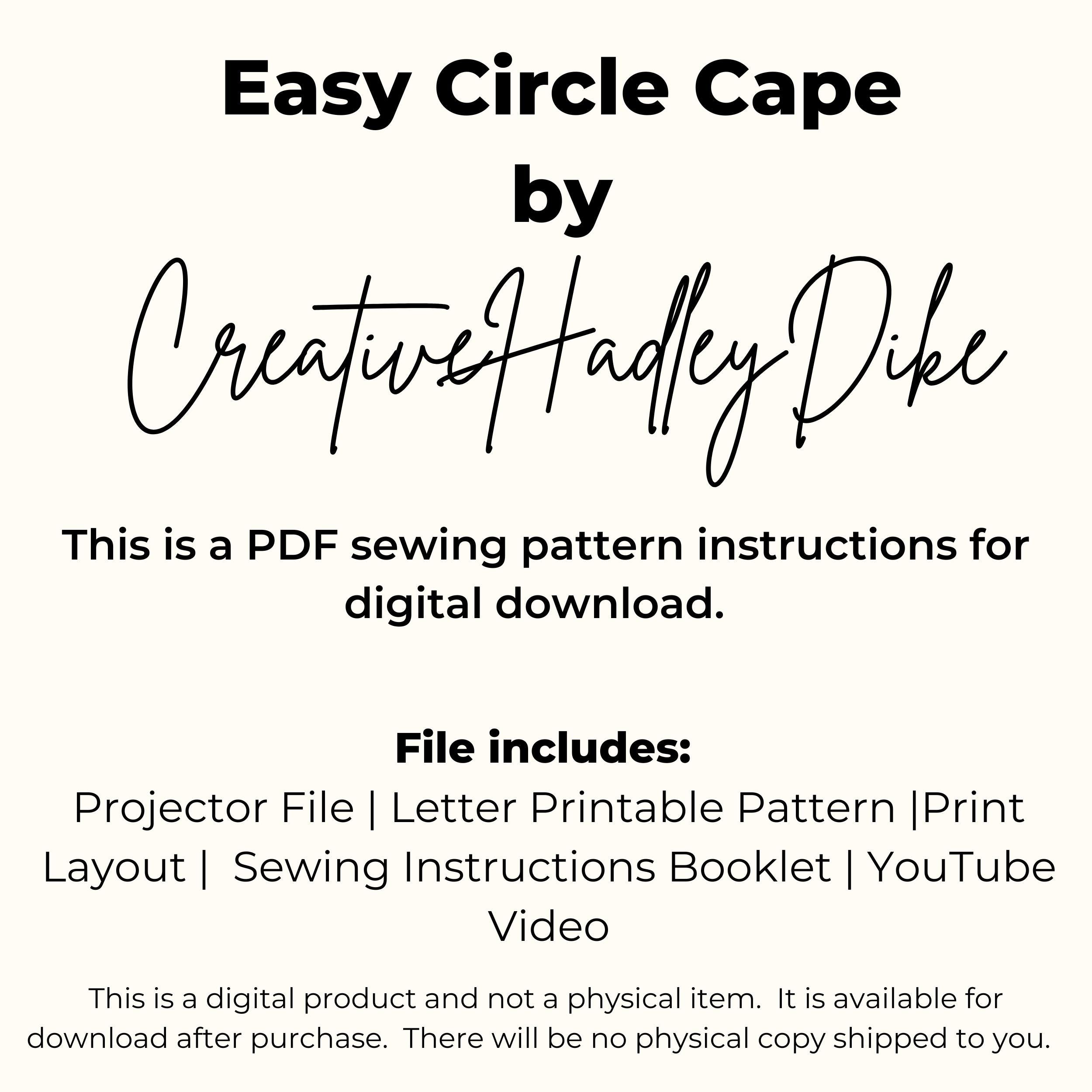 Easy Circle Cape Sewing Pattern: Beginner-friendly (PDF Pattern) - Etsy