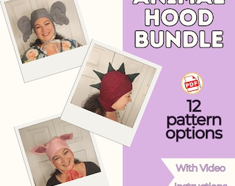 Animal Ears Costume Hood Sewing Pattern Bundle (PDF) XS-4XL