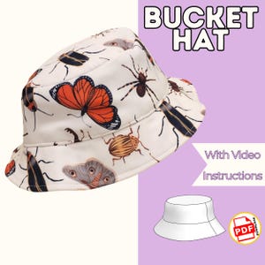 DIY Bucket Hat PDF Pattern & Tutorial | Instant Download with YouTube Sew-Along | Printable or Projector Friendly Sewing Guide