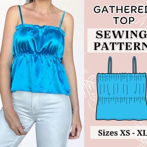 Women top pattern | Pdf sewing pattern |  Top sewing pattern | Shirt sewing pattern | Gathered top