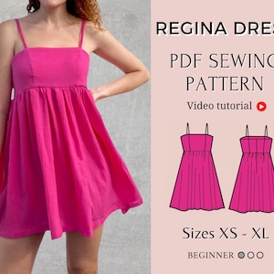 Molde de costura para vestido | Vestido de verão | PDF Molde de costura para vestido evasê | Molde de costura para vestido princesa | Molde de vestido de verão