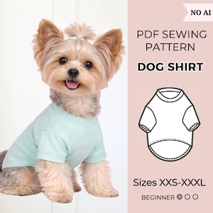 Wykrój na koszulkę dla psa: rozmiary XXS-XXL (wykrój w formacie PDF)
