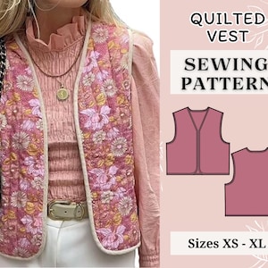 Vest Sewing Pattern | Pdf sewing pattern | Tie top pattern | Top sewing pattern | women sewing pattern | Quilted vest | cropped vest pattern