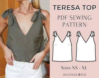 Women top pattern | Pdf sewing pattern | Puffed Sleeve Peplum tie Top pattern | Tie top pattern | Top sewing pattern | Shirt sewing pattern