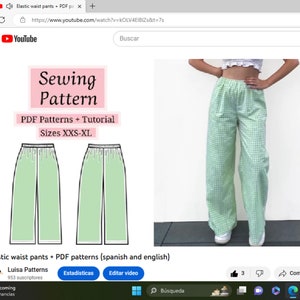 Pants sewing pattern Hight waist pants PDF sewing patterns Instant dowland A4 Sizes XXS XL Wide leg image 8