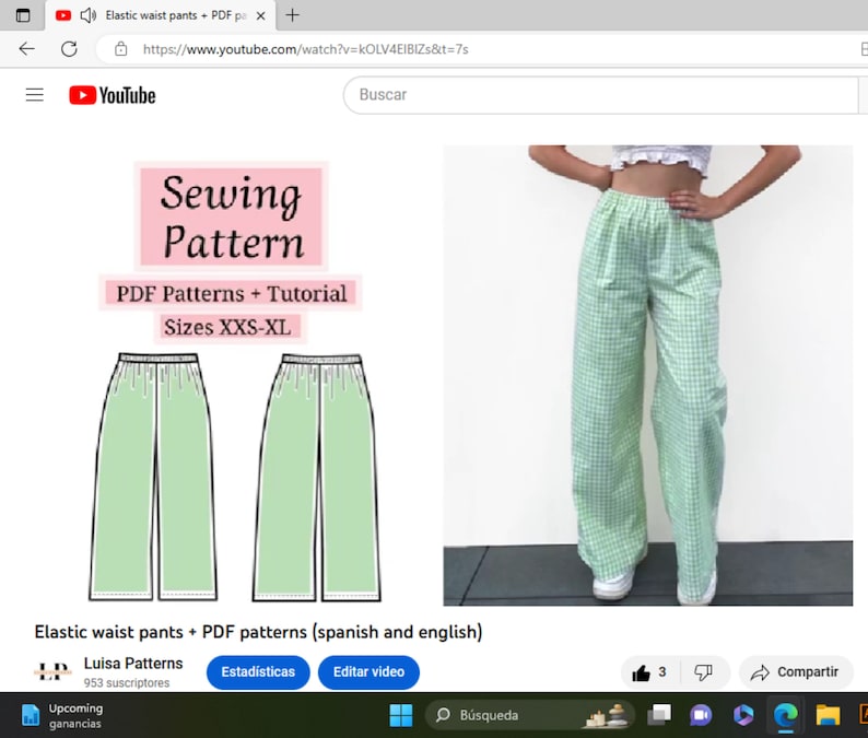 Pants sewing pattern Hight waist pants PDF sewing patterns Instant dowland A4 Sizes XXS XL Wide leg image 8