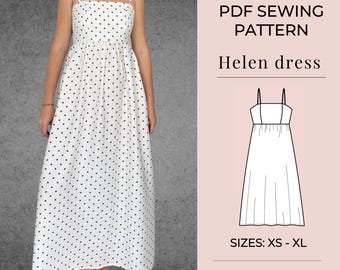 Dress sewing pattern | Pdf sewing pattern | Women sewing pattern | Digital pattern | long dress pattern