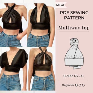 Women top pattern | Pdf sewing pattern | Multi way top pattern | Tie top pattern | Top sewing pattern | Shirt sewing pattern