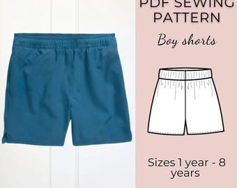 Patrón de costura para pantalones cortos de niño: pantalones cortos fáciles para niños (patrón PDF)