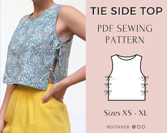 Women top pattern | Pdf sewing pattern |  tie side Top pattern | Tie top pattern | Top sewing pattern | Shirt sewing pattern