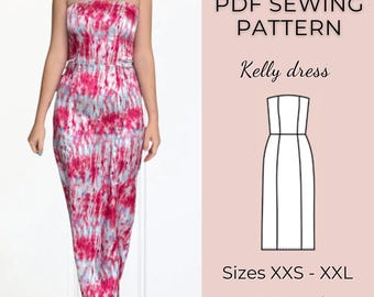Pdf sewing pattern | Dress Sewing pattern | Women's Sewing Pattern | digital sewing pattern | summer dress pattern | party dress pattern
