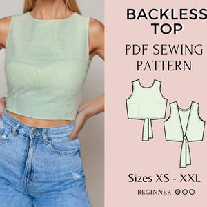Pdf sewing pattern | Women top pattern | Backless Top pattern | Tie top pattern | Top  pattern  | Back Tie Top | tank top pattern