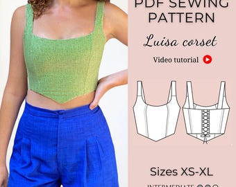 Corset pattern / Bustier sewing pattern / Women sewing pattern / Pdf Corset sewing pattern / Crop top pattern