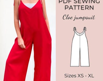 Jumpsuit pattern | Overalls pattern | Women Sewing pattern | Dungaree Pant Loose Trouser | Jumpsuit Pdf pattern | PDF sewing pattern