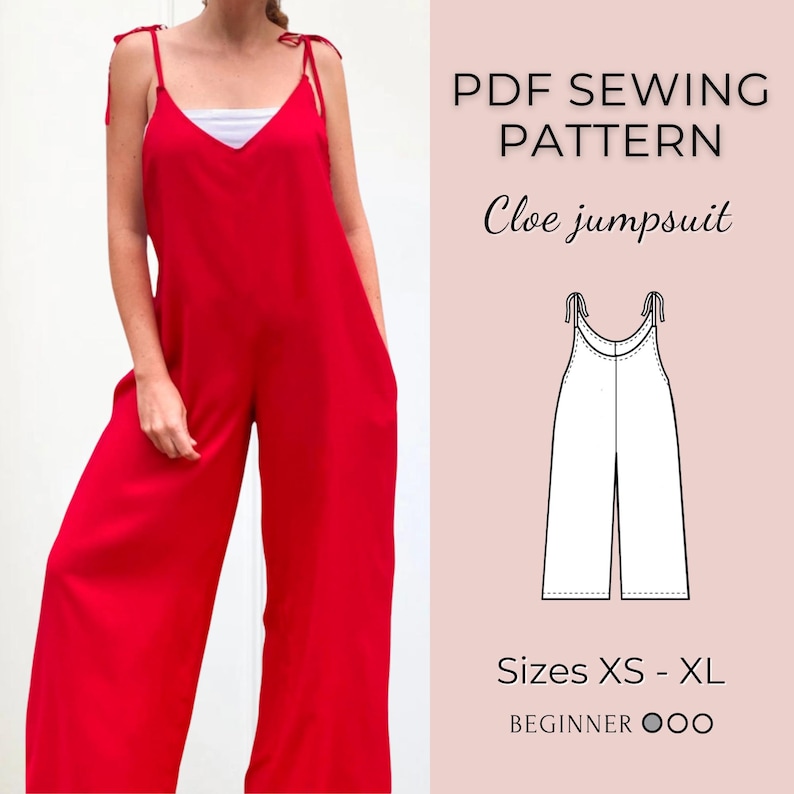 Jumpsuit pattern | Overalls pattern | Women Sewing pattern | Dungaree Pant Loose Trouser | Jumpsuit Pdf pattern | PDF sewing pattern image 1
