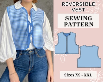 Vest PDF Sewing Pattern | Pdf sewing pattern | | Tie top pattern | Top sewing pattern | women sewing pattern | Quilted vest