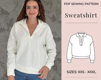 Sweatshirt Sewing Pattern | Women pattern | pullover pattern | PDF sewing pattern | women sewing pattern
