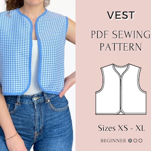 Vest PDF Sewing Pattern | Pdf sewing pattern | | Tie top pattern | Top sewing pattern | women sewing pattern | Quilted vest