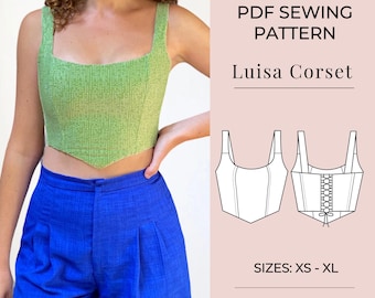 Patrón de corsé / Patrón de costura de bustier / Patrón de costura para mujer / Patrón de costura de corsé en PDF / Patrón de crop top