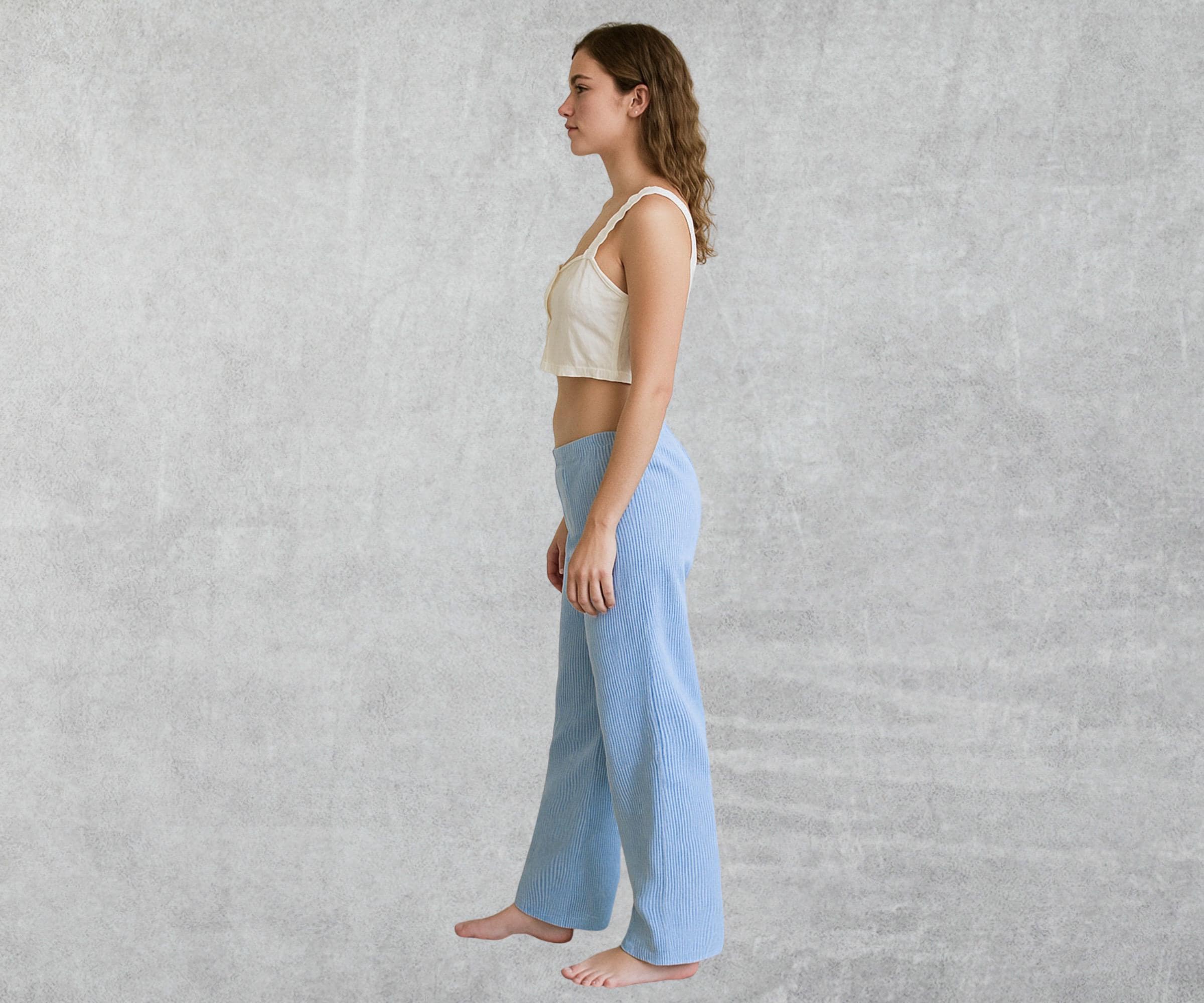 Low Rise Wide Leg Pants Sewing Pattern: Elastic Waist (PDF Pattern