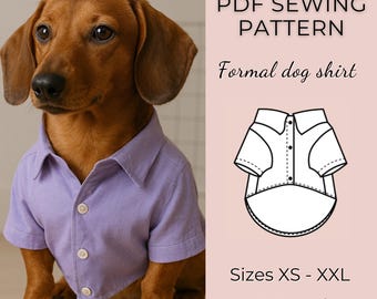 Patron de couture de chemise pour chien | Patron de couture PDF | Modèle chien | Patron de couture pour chien | Modèle pour animal de compagnie | Patron de couture chemise