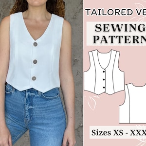 Vest Sewing Pattern | Pdf sewing pattern | Waistcoat sewing pattern | Top sewing pattern | women sewing pattern | Quilted vest