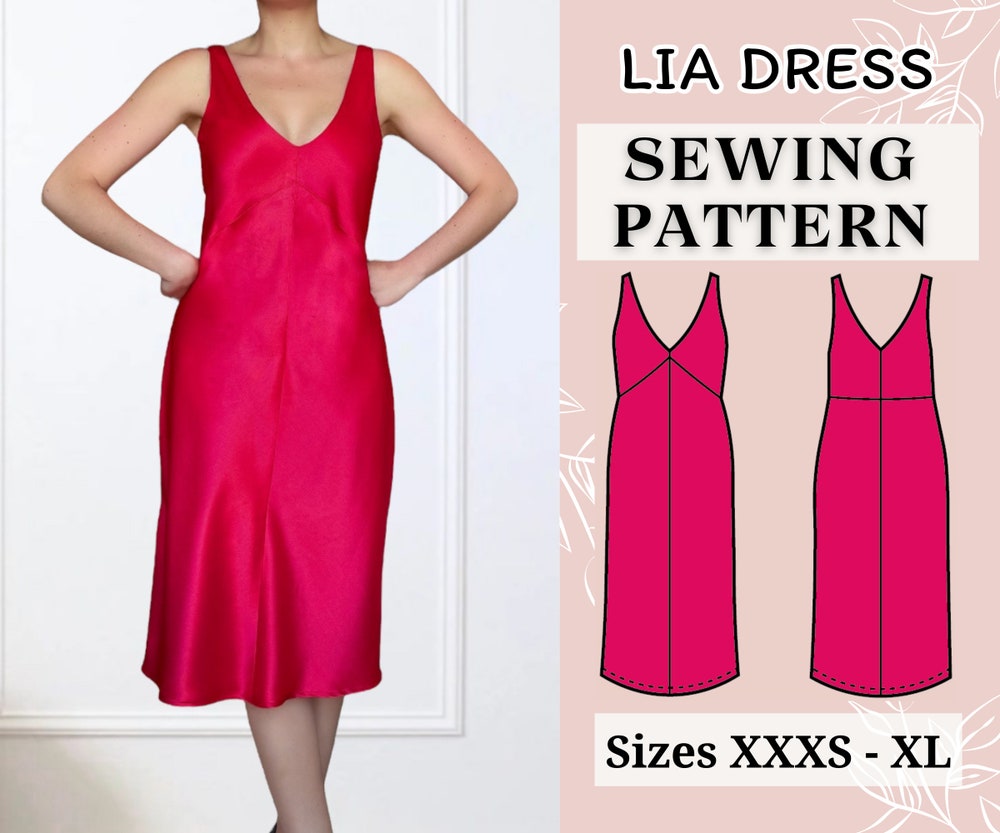 Slip Dress Pattern | Pdf Sewing Pattern | Midi Dress Pattern | Women Dress Pattern | Satin Dress Pattern Stylishessentials