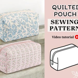 Pochette carrée pour courtepointe Patron de couture PDF | Patron de couture PDF | Pochette matelassée | Patron de trousse de maquillage | Pochette carrée | Patron de couture pour sac