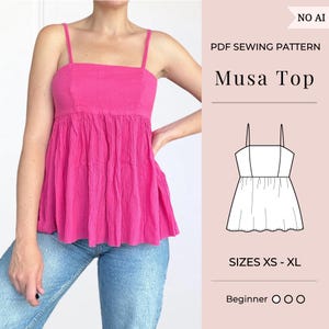 Patrón de costura de top / Patrón de costura de bustier / Patrón de costura en PDF / Patrón de costura para mujer
