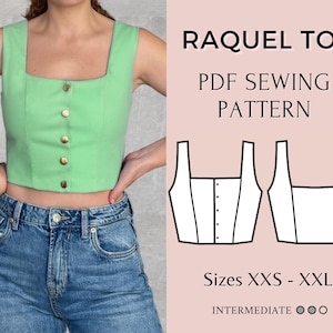 Patrón de blusa para mujer / Patrón de costura en PDF / Patrón de costura de blusa / Patrones de costura para mujer / Patrón de costura de camisa / Patrón de costura en PDF