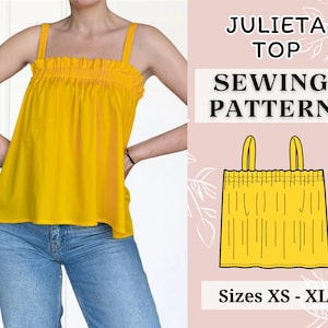 Women top pattern | Pdf sewing pattern | Crop top sewing pattern  | Tie top pattern | Top sewing pattern | Shirt sewing pattern