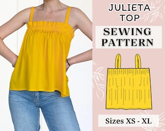 Women top pattern | Pdf sewing pattern | Crop top sewing pattern  | Tie top pattern | Top sewing pattern | Shirt sewing pattern