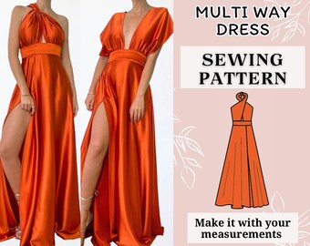 Women dress pattern | Pdf sewing pattern | Multi way dress pattern | Tie dress pattern | dress sewing pattern