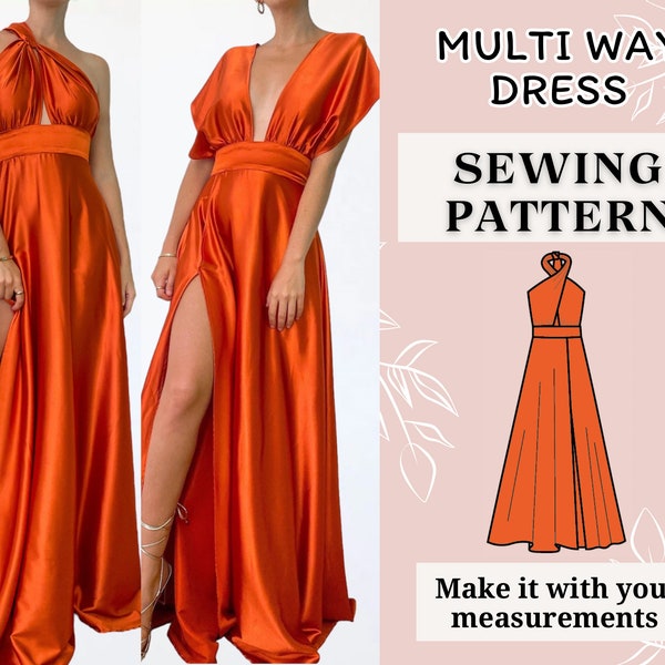 Women dress pattern | Pdf sewing pattern | Multi way dress pattern | Tie dress pattern | dress sewing pattern