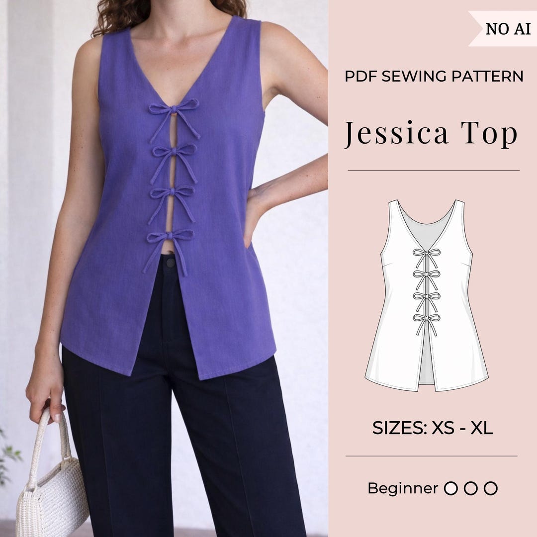 Women Top Pattern | Pdf Sewing Pattern | Tie Top Pattern | Top Sewing ...