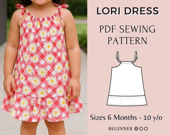 Girls Tie Dress Sewing Pattern: Summer Dress PDF (A4, Instant Download)