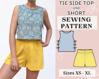 Women top pattern | Pdf sewing pattern |  tie side Top pattern | Tie top pattern | Top sewing pattern | Shirt sewing pattern