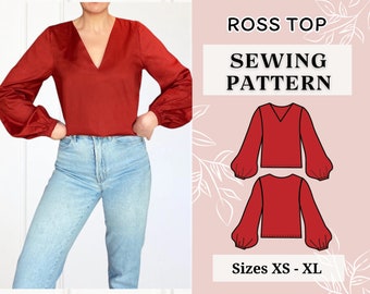 Women Blouse pattern || Pdf sewing pattern || Top sewing pattern  ||  Instant dowland || Shirt sewing pattern || PDF Top pattern