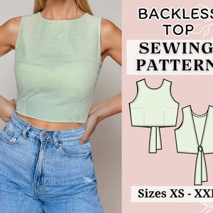Pdf sewing pattern | Women top pattern | Backless Top pattern | Tie top pattern | Top  pattern  | Back Tie Top | tank top pattern