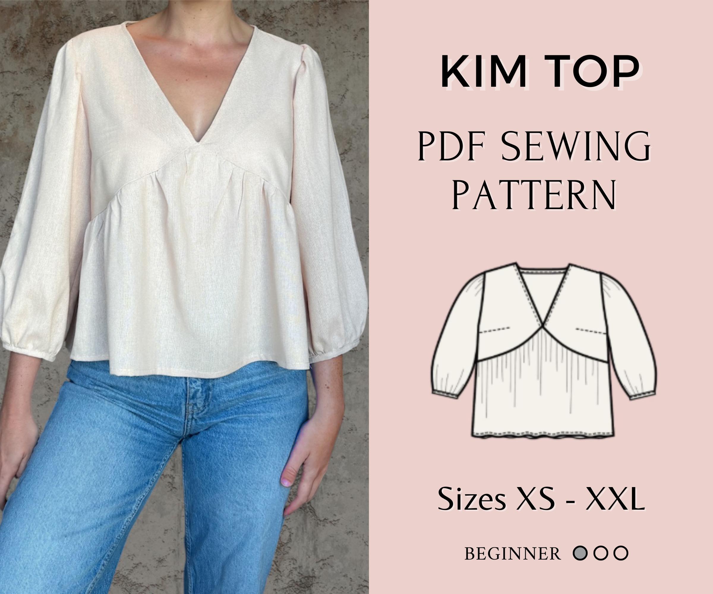 Women top pattern | Pdf sewing pattern | Puffed Sleeve Peplum tie Top pattern | Tie top pattern | Top sewing pattern | Shirt sewing pattern