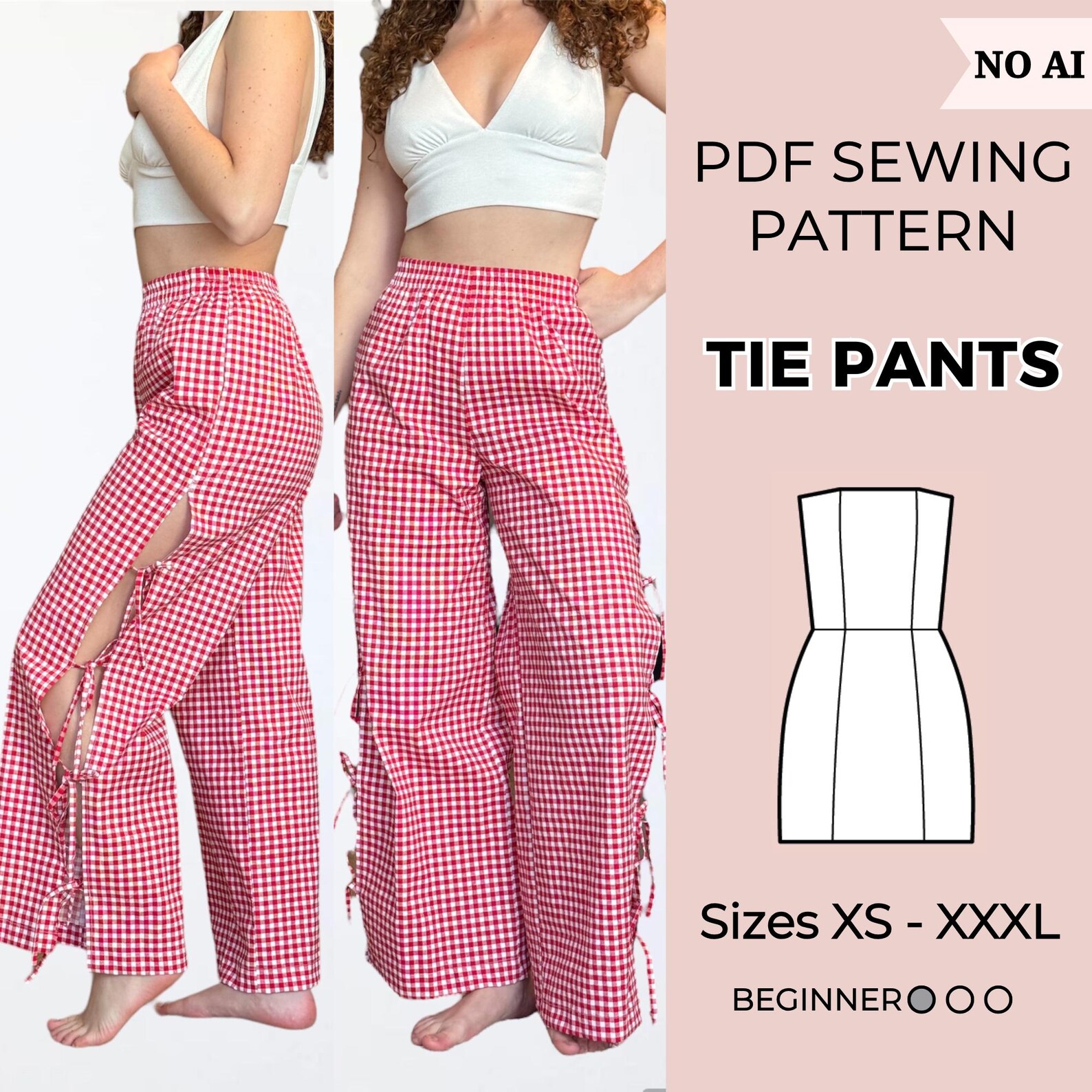 Pants Sewing Pattern | Hight Waist Pants | PDF Sewing Patterns ...
