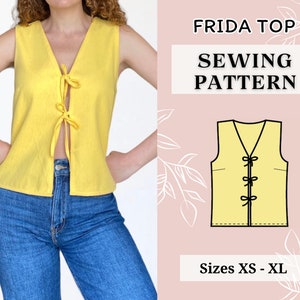 Women top pattern | Pdf sewing pattern | Puffed Sleeve Peplum tie Top pattern | Tie top pattern | Top sewing pattern | Shirt sewing pattern