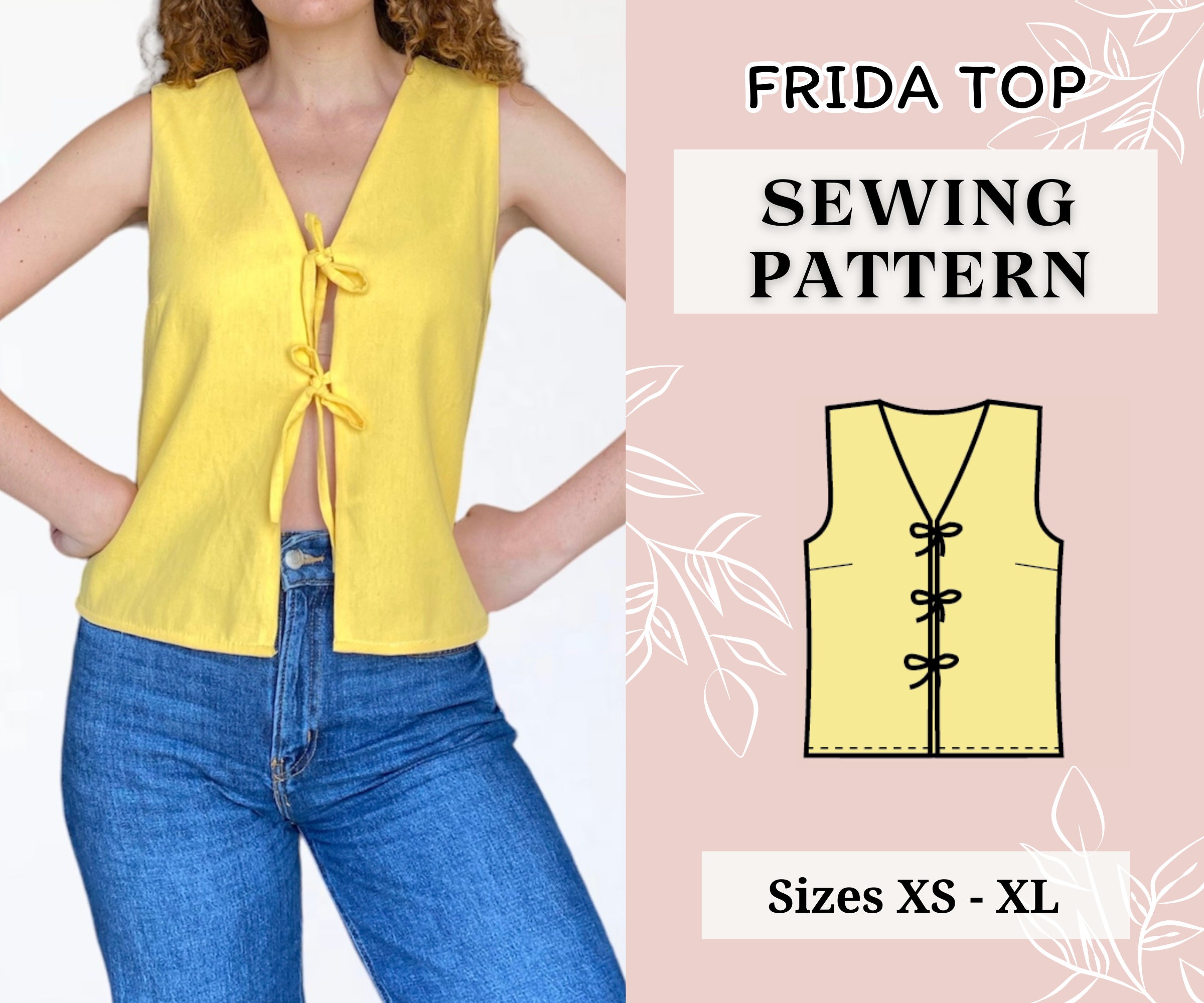 Women top pattern | Pdf sewing pattern | Puffed Sleeve Peplum tie Top pattern | Tie top pattern | Top sewing pattern | Shirt sewing pattern