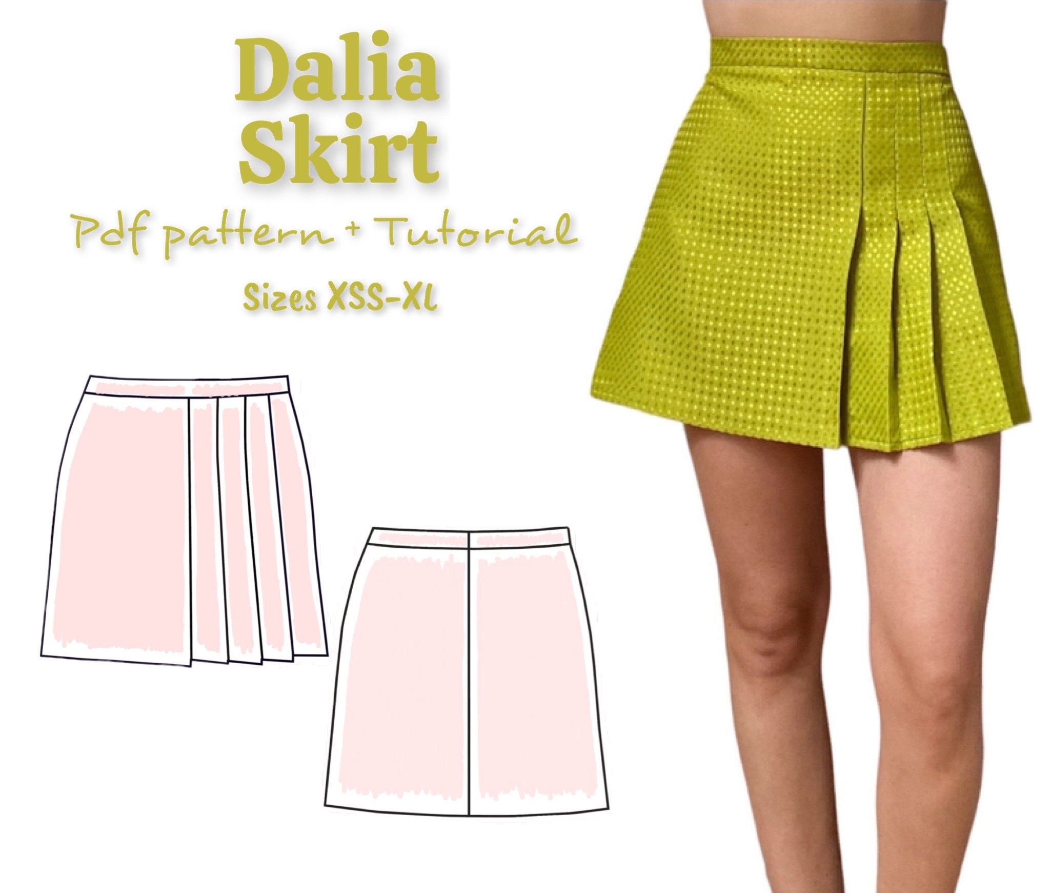 Skirt PDF Pattern Video Tutorial Size XXS-XL Skirt - Etsy