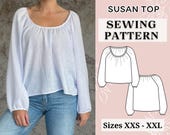 Women top pattern | Pdf sewing pattern | Puffed Sleeve  Top pattern | Tie top pattern | Top sewing pattern | Shirt sewing pattern