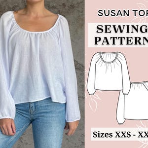 Women top pattern | Pdf sewing pattern | Puffed Sleeve  Top pattern | Tie top pattern | Top sewing pattern | Shirt sewing pattern