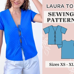Women top pattern | Pdf sewing pattern | ganni top pattern | Tie top pattern | Top sewing pattern | Shirt sewing pattern | Digital patterns