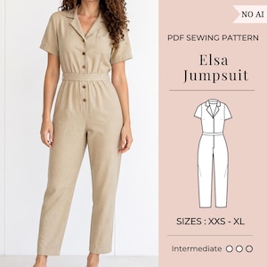 Jumpsuit pattern | Overalls pattern | Women Sewing pattern | Dungaree Pant Loose Trouser | Jumpsuit Pdf pattern | PDF sewing pattern